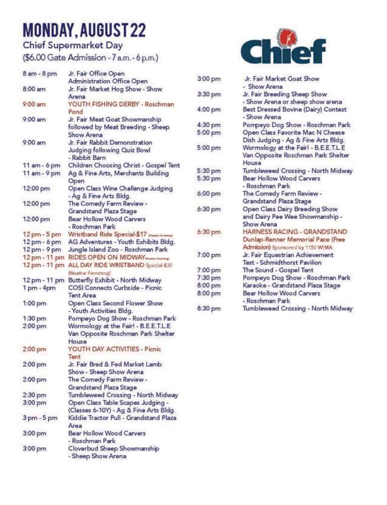 2022 Fair Schedule of Events Allen County Fairgrounds