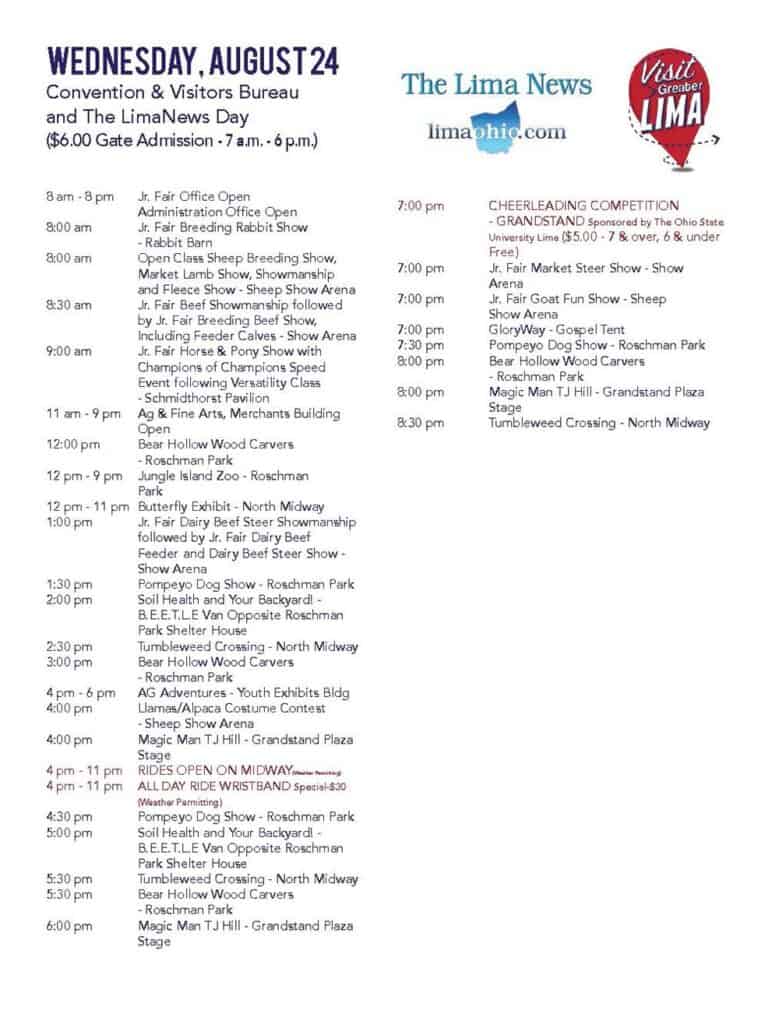 2022 Fair Schedule of Events Allen County Fairgrounds