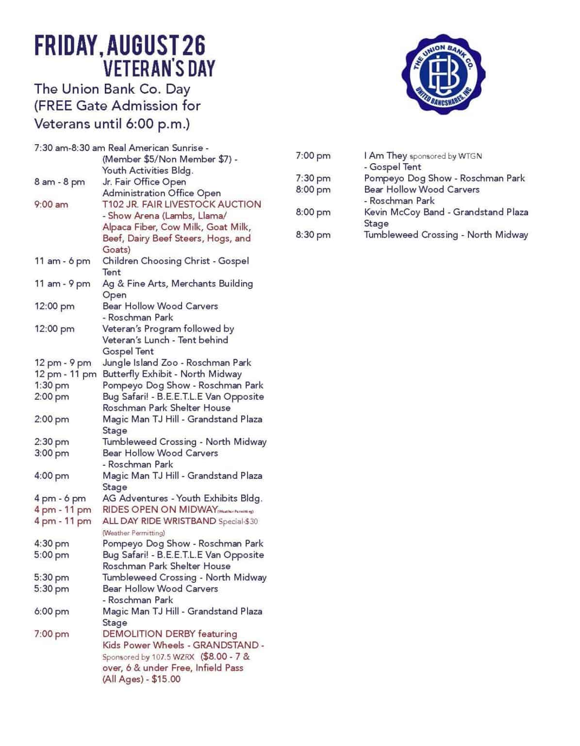 2022 Fair Schedule of Events Allen County Fairgrounds