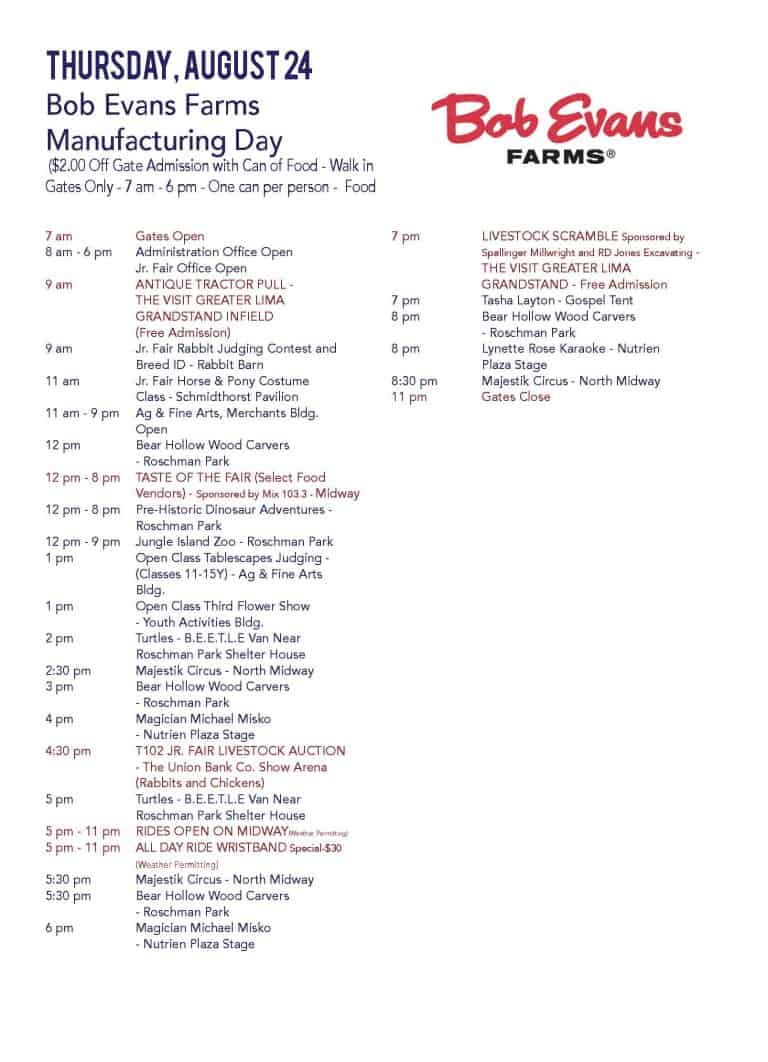 2023 Fair Schedule of Events Allen County Fairgrounds