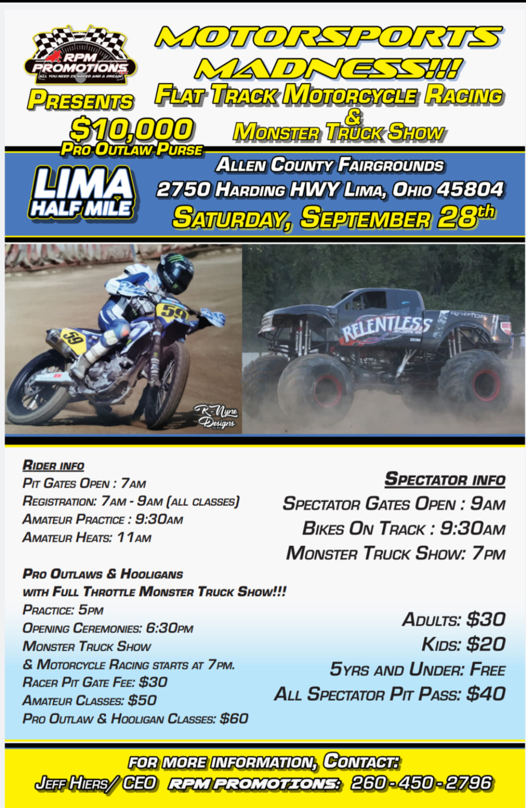 RPM Promotions Flat Track Motorcycle Racing & Monster Truck Show